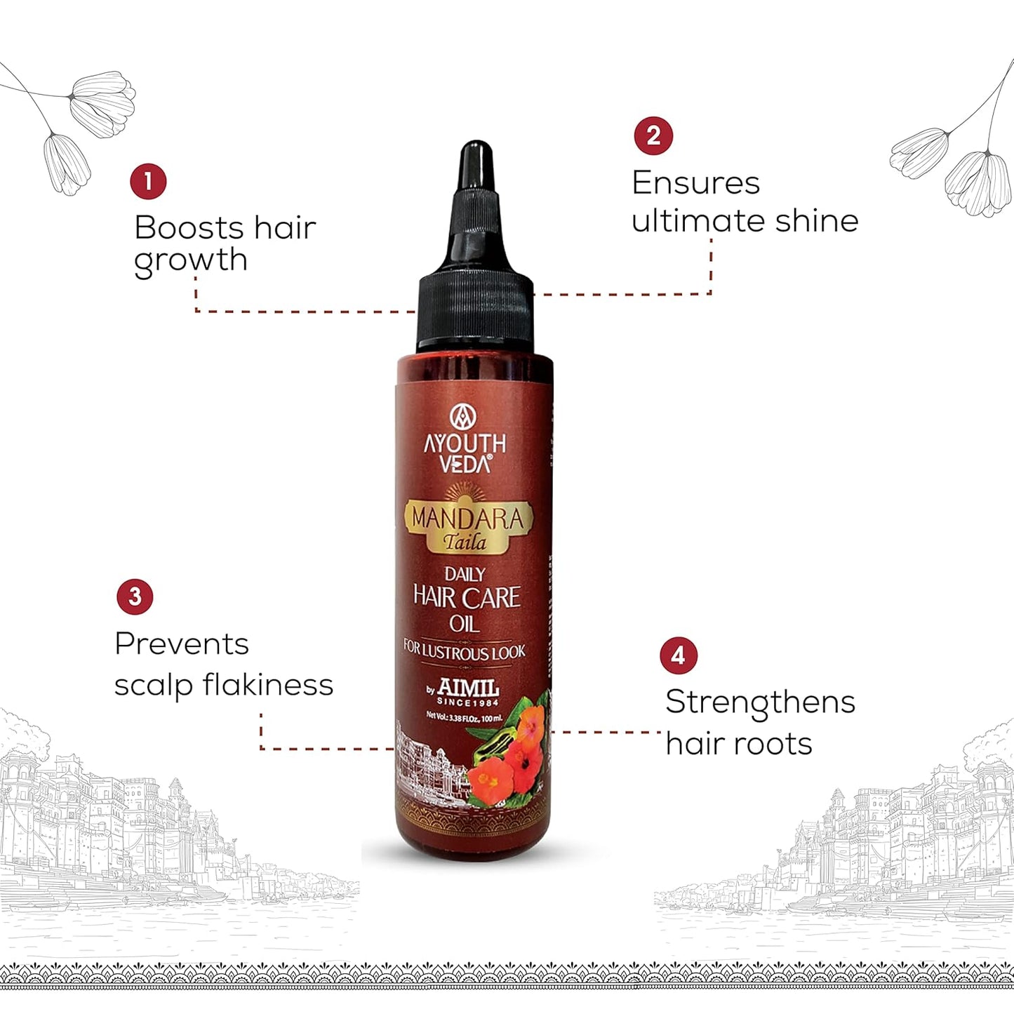 Ayouthveda Mandara Taila Daily Hair Care Oil for Lustrous Look | With the Benefits of Fenugreek Seeds and Sesame Oil | For Shinky & Healthy Hair |Daily Nourisher of Hair (Pack Of 1-100ml)