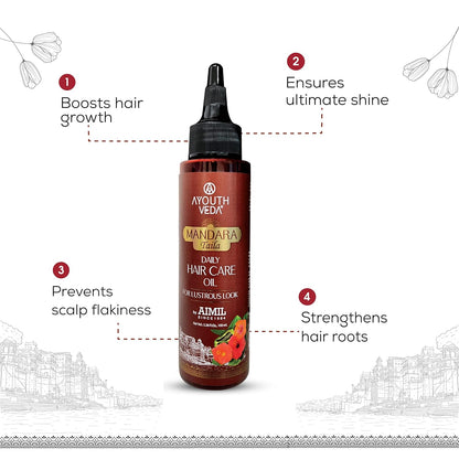 Ayouthveda Mandara Taila Daily Hair Care Oil for Lustrous Look | With the Benefits of Fenugreek Seeds and Sesame Oil | For Shinky & Healthy Hair |Daily Nourisher of Hair (Pack Of 1-100ml)