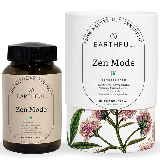 Zephivo Earthful Melatonin Supplement 8mg For Deep Sleep | With Ashwagandha, Valerian Root & Chamomile Extract |100% Plant-Based, Non-Addictive Formula for Men, Women - 30 Capsules