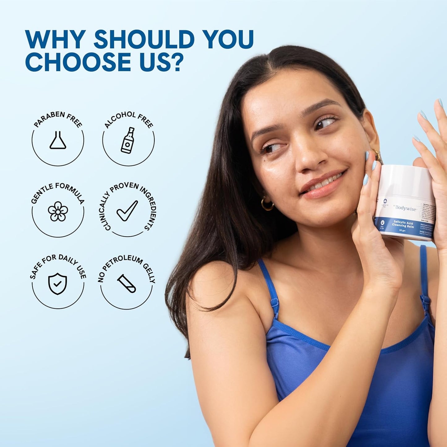 Be Bodywise Salicylic Acid Cleansing Balm 50g | For Makeup Removal & Oil Cleansing | Prevents Acne Formation | Gentle, Mess-Free & Hygienic