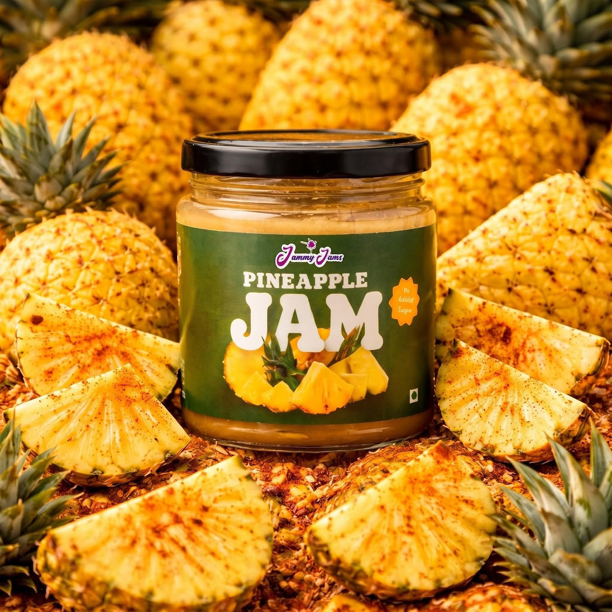 Jammy Jams Pineapple Jam | No Added Sugar | Made With Real Fruit - 200g