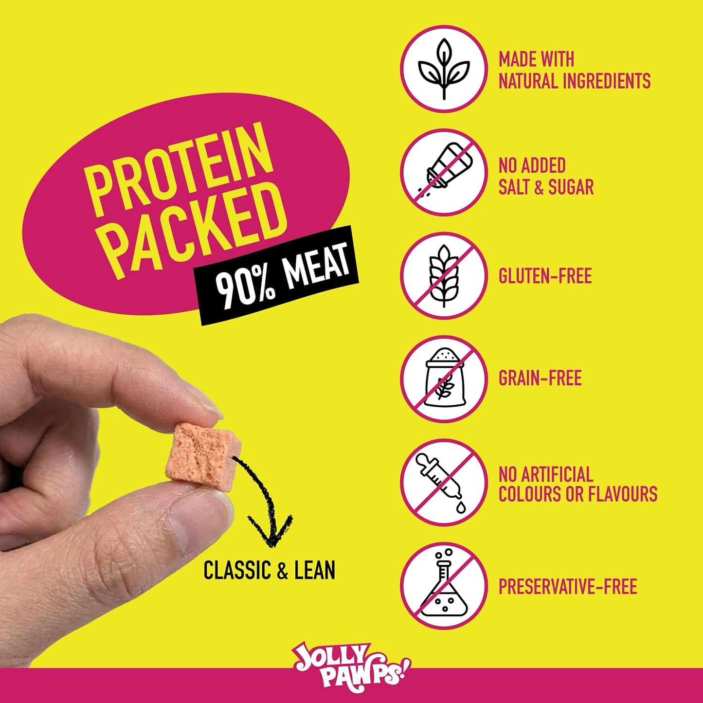 Jolly Pawps Chicken + Turkey Cubes Dog Treat – 90% Prime Cut Meat, Lab Tested, Grain Free Treats, 0% Salt or Sugar, Dog Treats for Adult Dogs & Puppies 85g