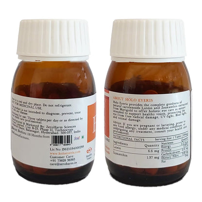 ZEROHARM Holo Eyeris | With Lutein, Zeaxanthin Eye Supplement | Supports Healthy Vision, Helps Reduce Digital Eye Strain & Fatigue from High Screen Time for Men, Women & Students - 90 Tablets