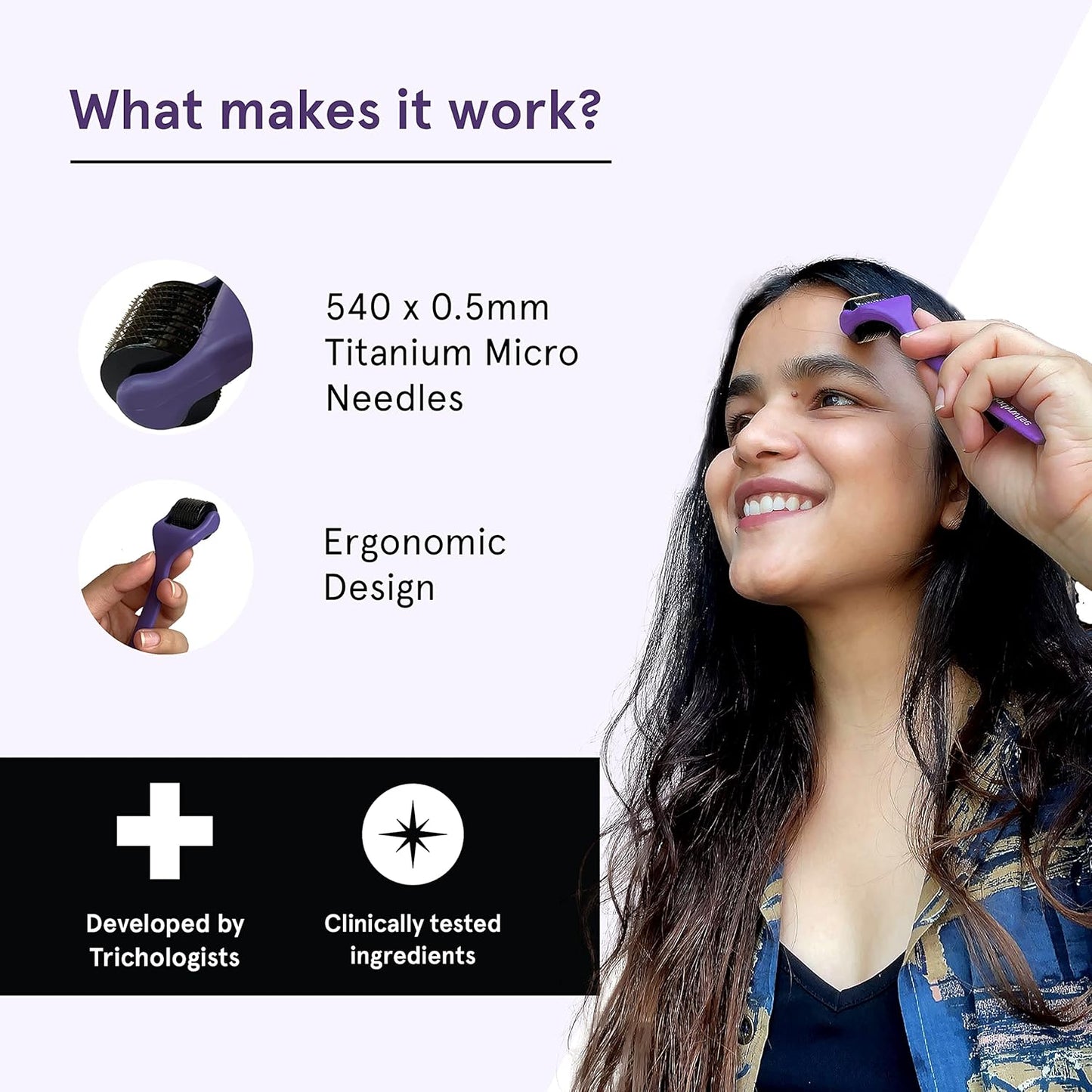 Bodywise Advance Derma Roller for Women | 540 Micro 0.5mm Titanium Alloy Needles | Faster Absorption of Oils & Serums | Reduces Hair Fall & Stimulates Hair Follicles | Safe, Easy & Effective To Use