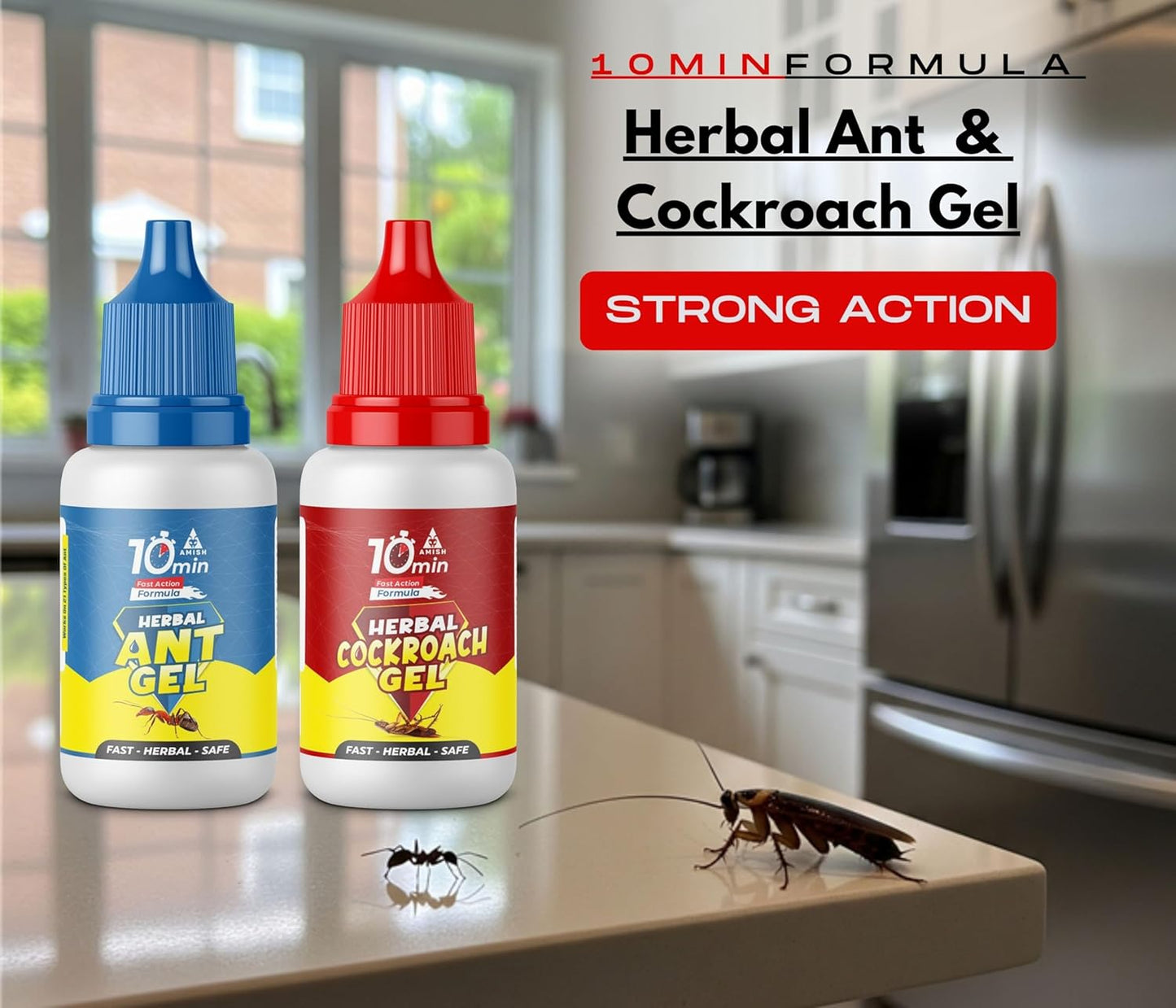 Amish Combo Pack of Eco- Friendly Ant Gel 20g with Amish-C Cockroach Gel 20g for Home Kitchen Ants & Cockroach | Instant Results for Insect Control