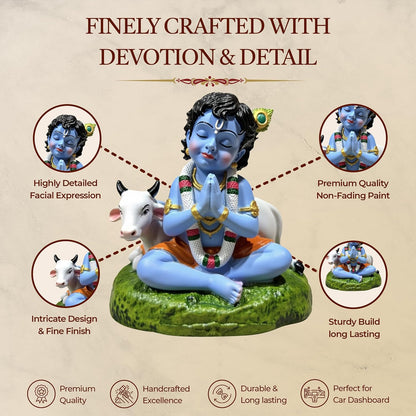 UNOVATE Krishna Idol for Car Dashboard | Krishna Murti for Home | Blue
