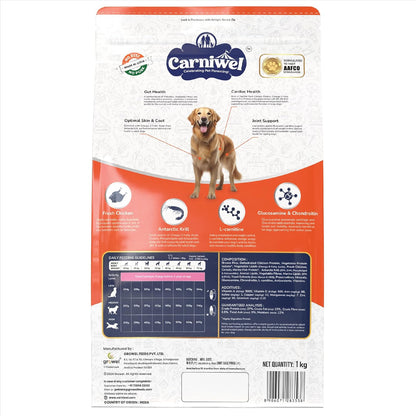 Carniwel Fresh Chicken Adult Dry Dog Food 1kg | Natural Ingredients for Optimal Skin & Coat Health | Highly Palatable | Supports Joint Health | Tailored, Premium Nutrition for Large Dogs