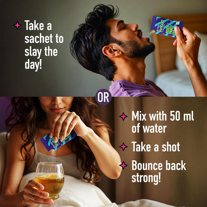 Dr. Vaidya's Livitup Post Party Fix | Hangover Relief & Liver Support | Helps Prevent Headache, Nausea & Acidity | With Sunthi, Ashwagandha & Taurine |15 Sachets (Pack of 1)