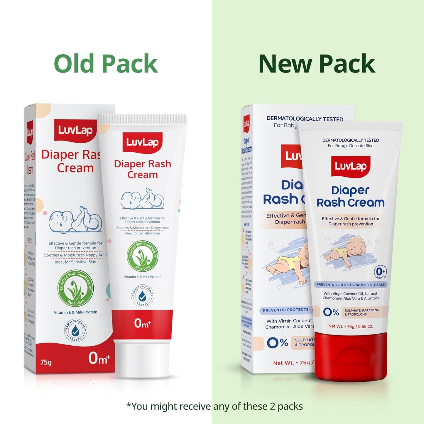 LuvLap Baby Diaper Rash Cream, 75g, Nappy Cream with Aloe Vera, Neem Extract & Provitamin B5, Soothes, Heals & Protects from Irritation, ideal for Newborn Sensitive Skin, Dermatologically Tested