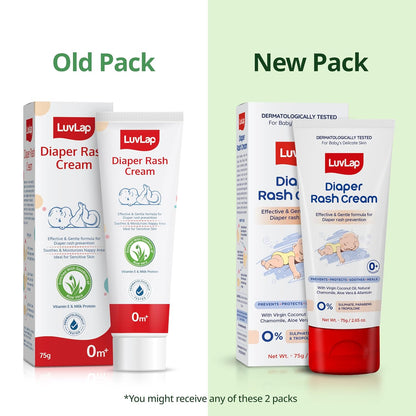 LuvLap Baby Diaper Rash Cream, 75g, Nappy Cream with Aloe Vera, Neem Extract & Provitamin B5, Soothes, Heals & Protects from Irritation, ideal for Newborn Sensitive Skin, Dermatologically Tested