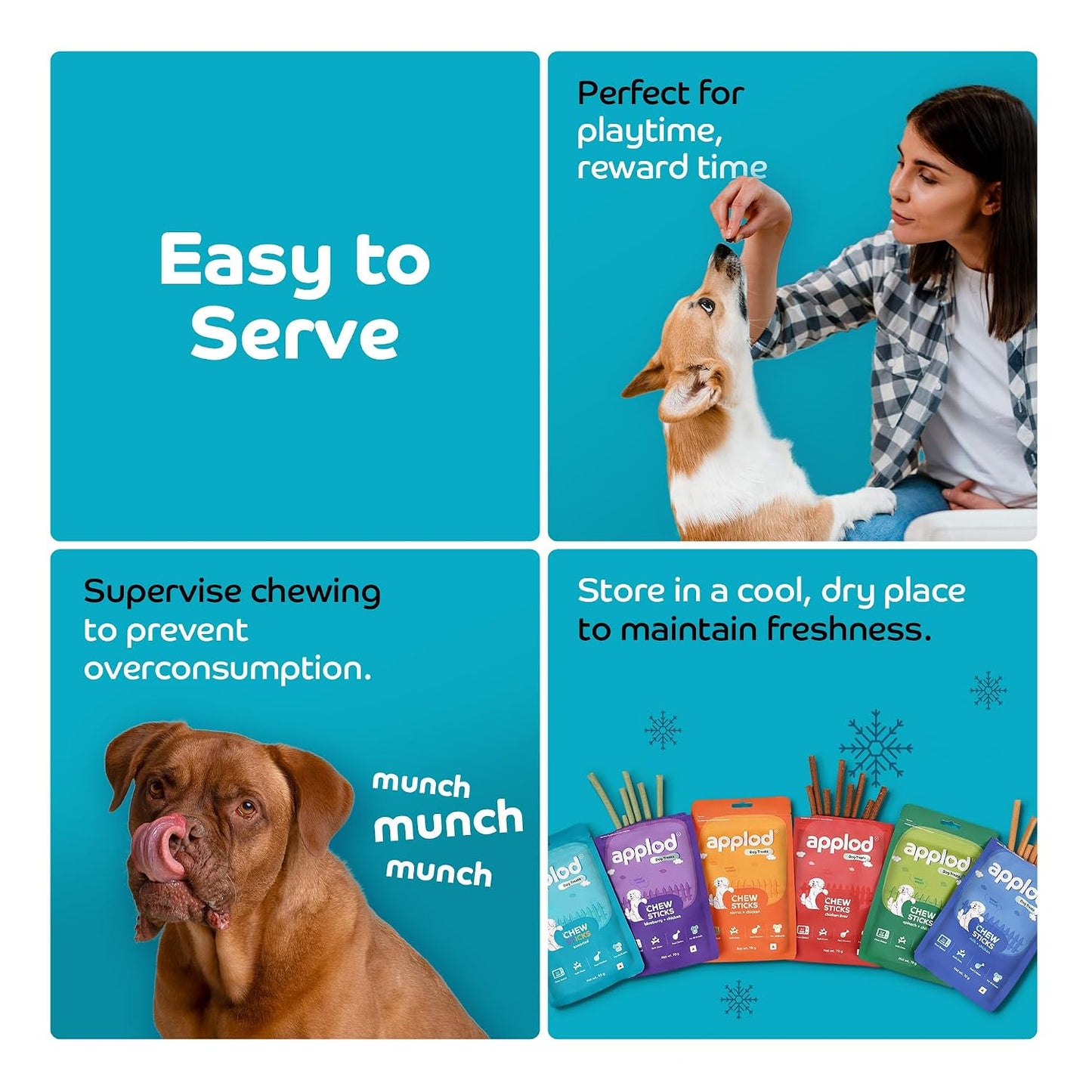 Applod Assorted Flavours Mix Chew Sticks for Dogs | Soft & Chewy Dog Treats | Healthy Chewing Snacks for All Breeds & Ages | 70g