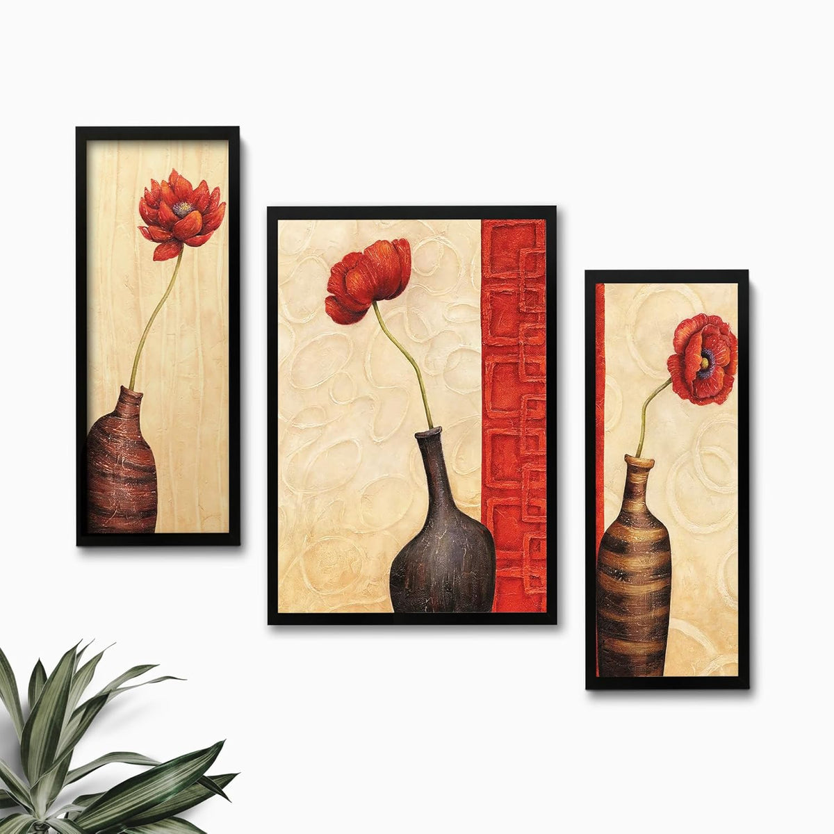 Wall Painting Frames For decor, Pictures Frame For Living Room, Home Decoration, Bedroom, Set of 3, 1pc- 23 x 30 cm, 2pc- 12.5 x 30 cm (Design 1)