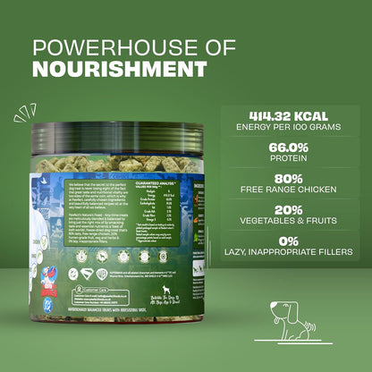 Pawfect Nature's Feast Freeze-Dried Treats with Asian Greens for Dogs | Superman Edition | 80% Chicken, 20% Veggies & Fruits|100% Natural|Grain-Free|High Protein Training Treat (50g/1.76oz)