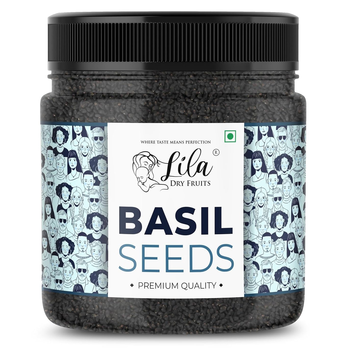 LILA DRY FRUITS Basil Seeds 500 Gms Jar Pack | Raw Organic & Natural Sabja Seed | Tukmaria Beej for Diet, Rich in Proteins and Minerals | Sabza Bij Low Calorie Snack Perfect for Gifting