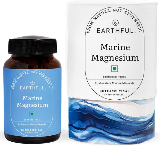 Zephivo Earthful Marine Magnesium | Sourced from Ireland Sea Waters | For Restful Sleep, Stress Relief, Muscle Relaxation | 30 Capsules (30 Days Pack)