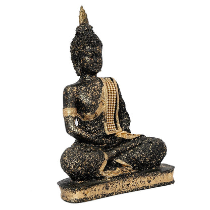 eCraftIndia Golden Black Meditating Lord Buddha Idol for Home Decor Living Room Office | Gautam Buddha Statue Gift for Diwali Housewarming Birthday Buddha Purnima