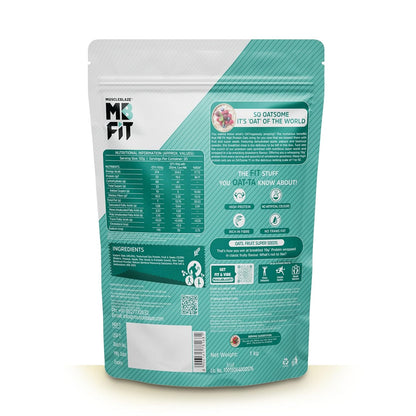 MuscleBlaze Fit High Protein Oats (Fruit & Super Seeds, 1kg) | 23g Protein | Breakfast Cereals for Weight Management