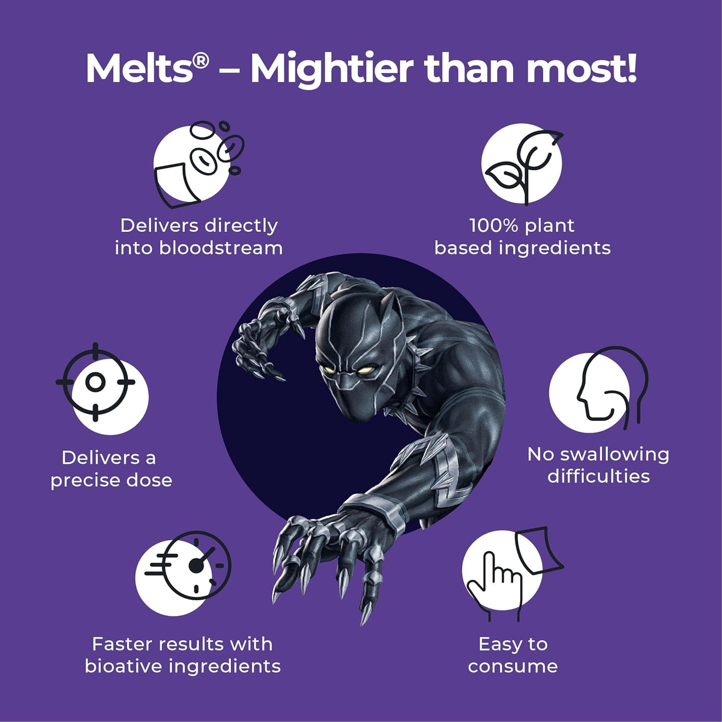 Wellbeing Nutrition Marvel Black Panther Melts | Advanced Immunity Booster for Kids (6+) with Vitamin C, Zinc & Wellmune | Health Supplements for Kids | Valencia Orange Flavor (30 Oral Strips)