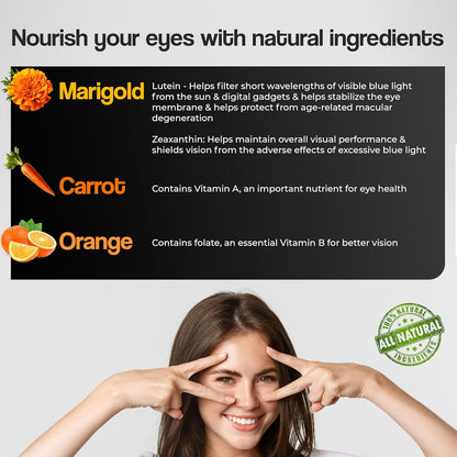 Zephivo HEALTH VEDA ORGANICS PRIVATE LIMITED Plant Based Eye Care with Lutemax 2020 I 60 Veg Tablets I Protects from Blue Light & Improves Vision I For both for Men & Women