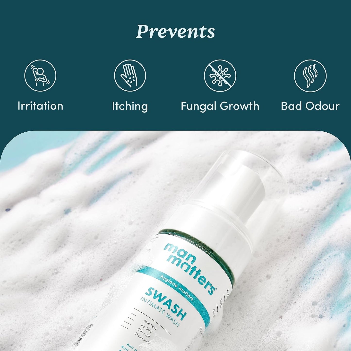 Man Matters Intimate Wash with Aloe Vera, Tea Tree for Men Anti Bacterial, Anti Itch, Anti Odour | Better Private Parts Hygiene| pH Balanced Intimate |120 ml