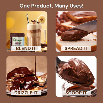 PURE FARMS Dark Chocolate Peanut Butter | Crunchy Chocolate Peanut Butter Spread | 22g Protein, Pure Cocoa | 80% Roasted Peanuts, No Hydrogenated Oil