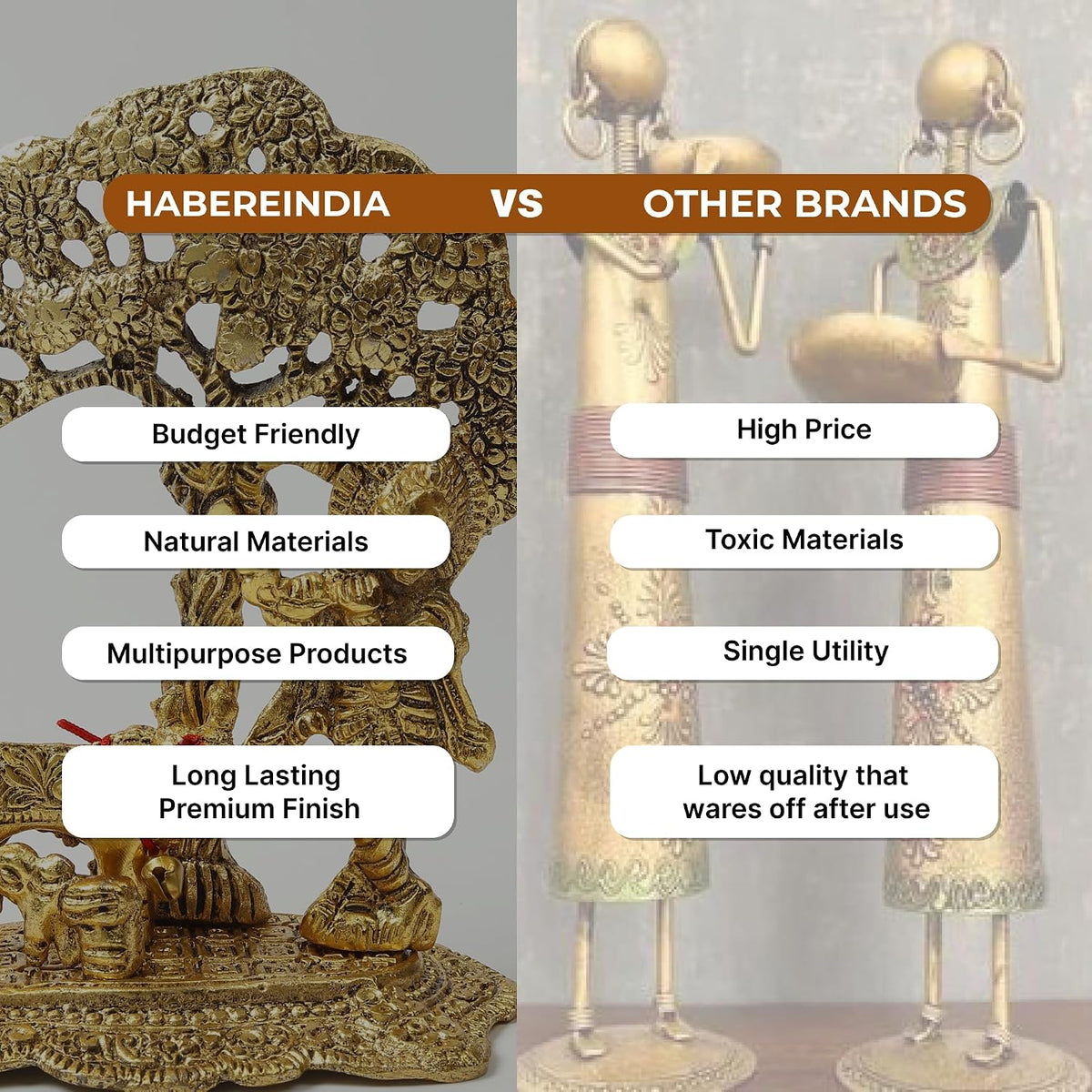 Radha Krishna Idol & Figurine for Home | God Idol for Pooja Room | Radha Krishna Murti & Gift Article (L12 x W8 x H15 cm)