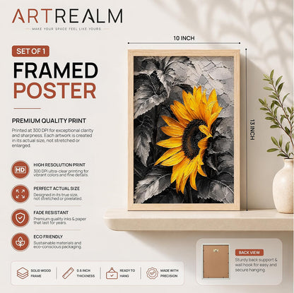 Sunflower Monochrome Framed Wall Art, Natural, 10x13 Inches
