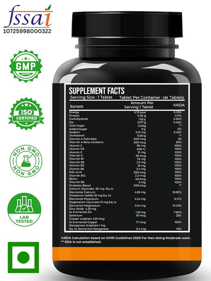 Nutrasium Multivitamin For man | for Immunity Boost, Energy, Finess, Stamina & performance |120 tablets