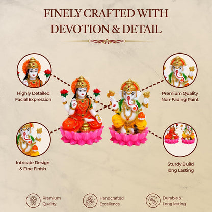 Laxmi Ganesh Idol Pair | Pooja | Diwali Gift | Home Temple | 4 Inch
