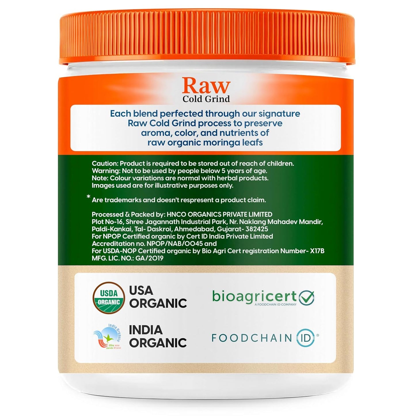 The Nature's Society ® Organic Moringa Powder | Raw Cold Grind | USA Organic & India Organic Certified | Moringa Leaves Powder | Drumstick Powder for Immunity, Digestion & Energy | 100g