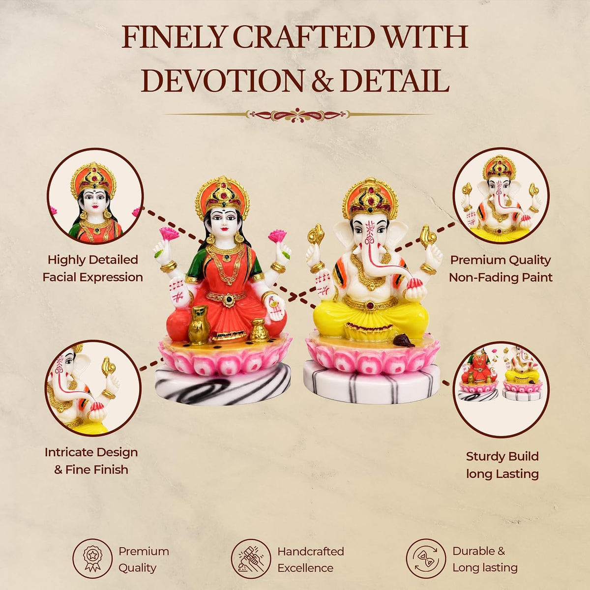 Laxmi Ganesh Idol Pair | Home Temple | Pooja | Diwali Gift | 4 Inch