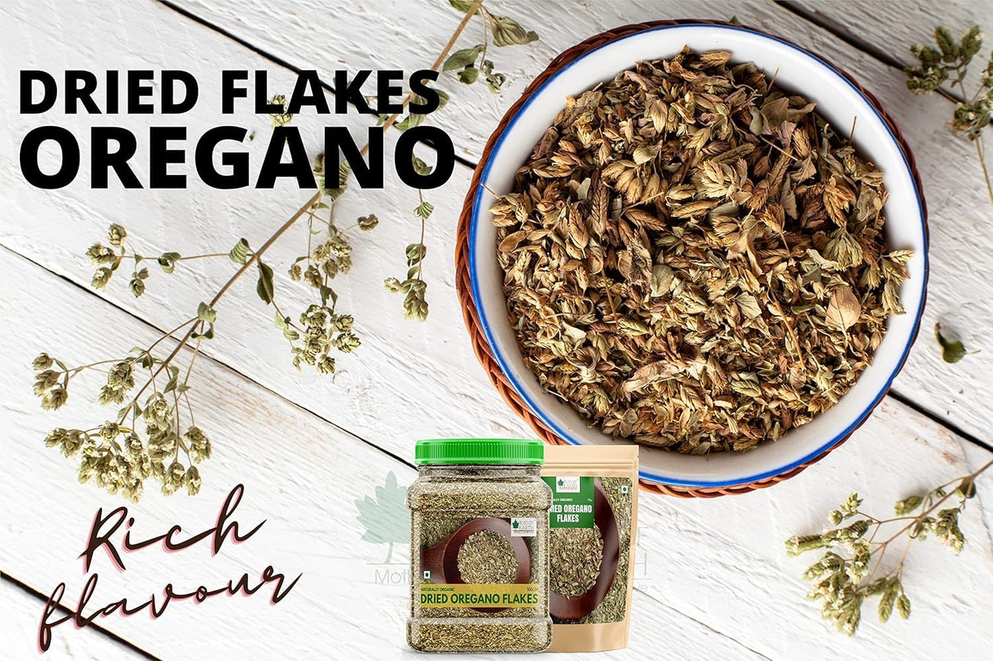 Bliss of Earth 300Gm Naturally Organic Dried Oregano Flakes For Seasoning On Pizza & Pasta
