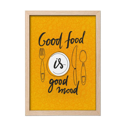 Framed Food Wall Art for Kitchen, Restaurant and Cafe Decor, Food Illustration Poster, Natural Synthetic Wood Frame, 300 GSM Premium Art Print, 10x13 Inch, ART-1