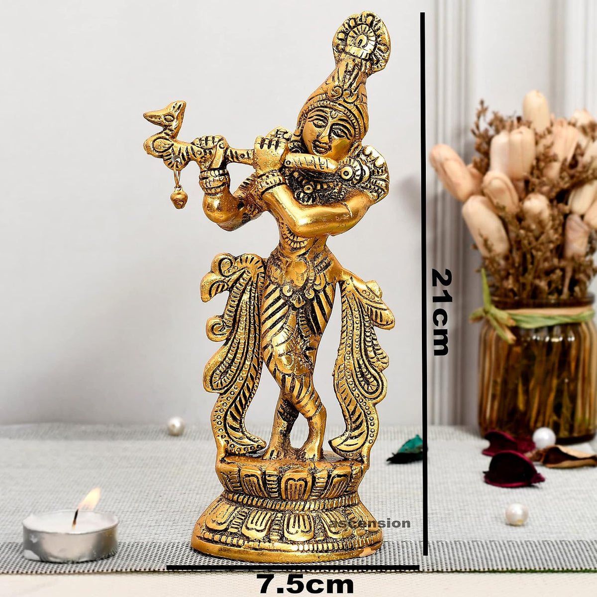 Krishna Murti Flute Playing Krishna Statue Vastu Religious Figurine for Mandir, Living Room, Office Table and Home Decor Tabletop Gift Item
