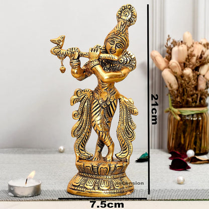 Krishna Murti Flute Playing Krishna Statue Vastu Religious Figurine for Mandir, Living Room, Office Table and Home Decor Tabletop Gift Item