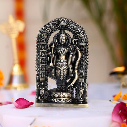 Lord Ram Zinc Idol | Ram Darbar Murti for Car Dashboard & Home Temple | Shri Ram Statue for Pooja Room & Gift Purpose (2.7 Inch, Antique Finish)