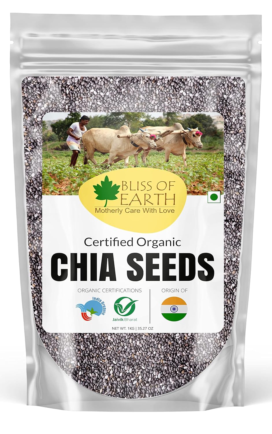 Bliss of Earth Certified Organic Raw Chia Seeds For Weight Loss, Raw Super Food With Omega & Fiber (1 KG)