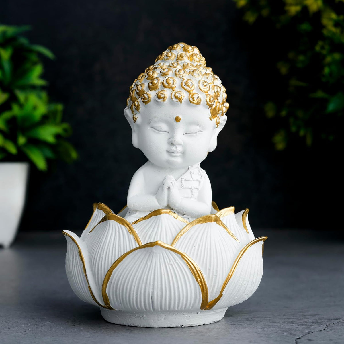 Laughing Buddha Baby Monk Idol Statue Showpiece Home Decor Items for Living Room and Gifts-WT_GOL-LBMK4