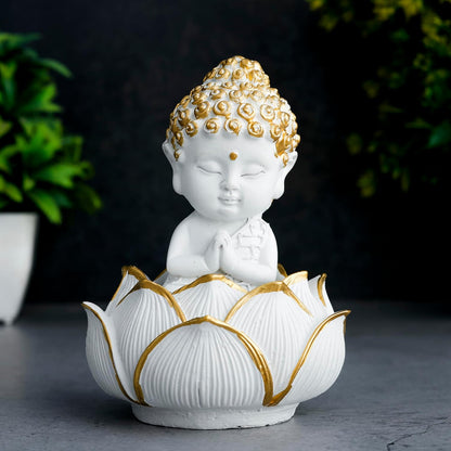 Laughing Buddha Baby Monk Idol Statue Showpiece Home Decor Items for Living Room and Gifts-WT_GOL-LBMK4