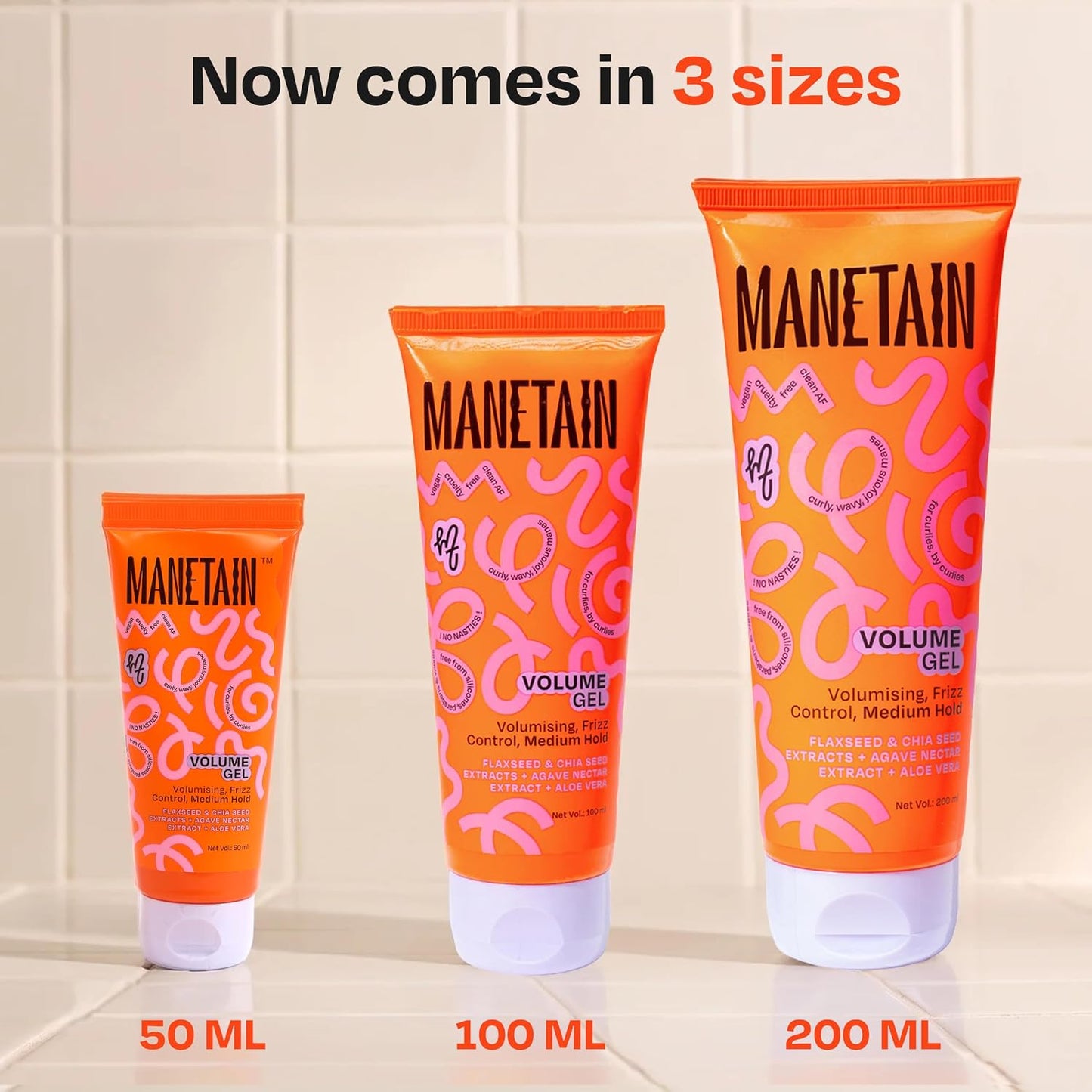 MANETAIN Volume Curl Gel 50ml for Curly & Wavy Hair | Flaxseed Curl Defining Gel with Medium Hold | Anti-Frizz & Moisturizing Styling Gel | Lightweight, CG-Friendly Hair Gel for Defined Curls