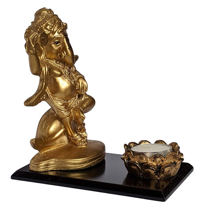Resin Lord Ganesha Idol Ganesh Murti Statue Home Decor Ganeshji for Gift Showpiece (15 x 10 x 16) cm Golden,1 Piece