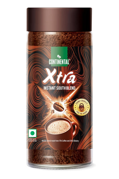 Continental Coffee XTRA Instant Coffee Powder | 200g Jar | 30% Chicory and 70% Robusta Coffee | Medium Roast Instant Coffee | Granulated Instant Coffe
