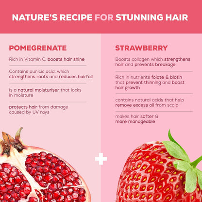 Joy Hair Fruits Hairfall Defense Conditioning Shampoo Enriched with Pomegranate & Strawberry, 650 ml