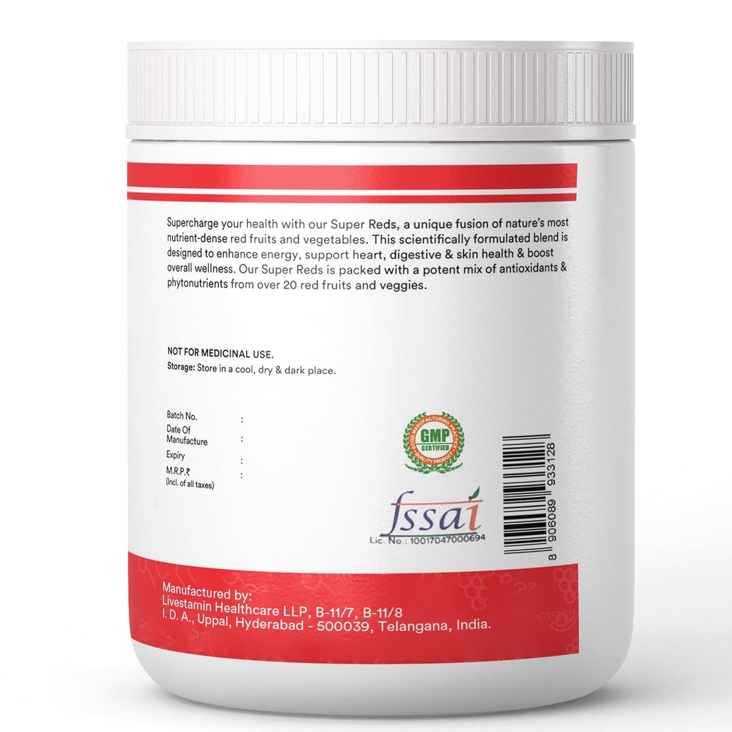 INLIFE Super Reds Powder | Antioxidant-Rich Superfood Supplement Drink Mix | 20 Super Fruits, Beets & Berries | Energize with Powerful Antioxidants Supports Energy 200g (Super Reds)