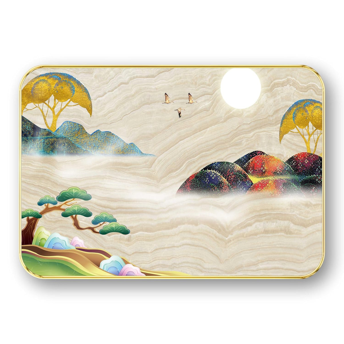 Abstract modern art Premium Sparkle Lamination Finished Surface Golden Slim Frame (13 x 19 Inch) For Home/Office/Hotel painting MG-654
