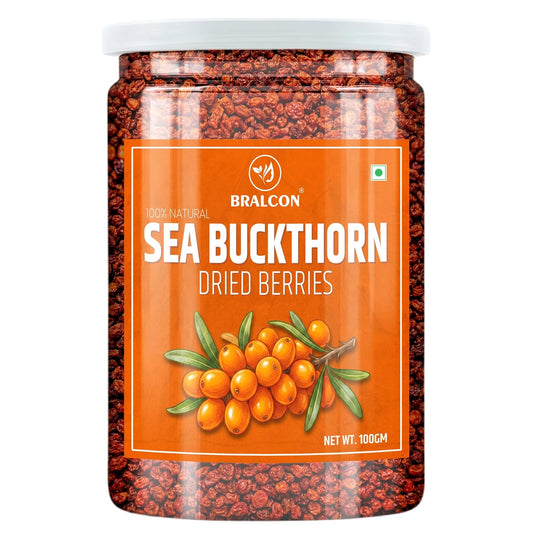 BRALCON Sea Buckthorn Dried Berries - 100 g, Natural Tangy Fruit, Premium Snack, Culinary Ingredient for Smoothies, Breakfast Bowls and Desserts, 100g Pack