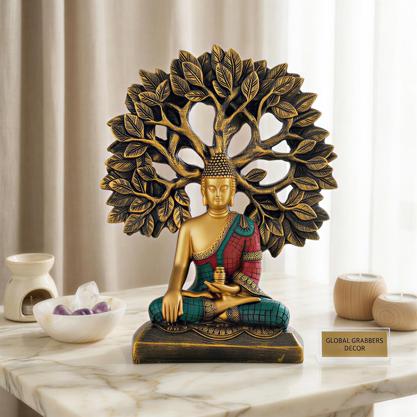 Global Grabbers Buddha Statue Showpiece Idol Home Decor Decoration Items for Living Room and Gifts