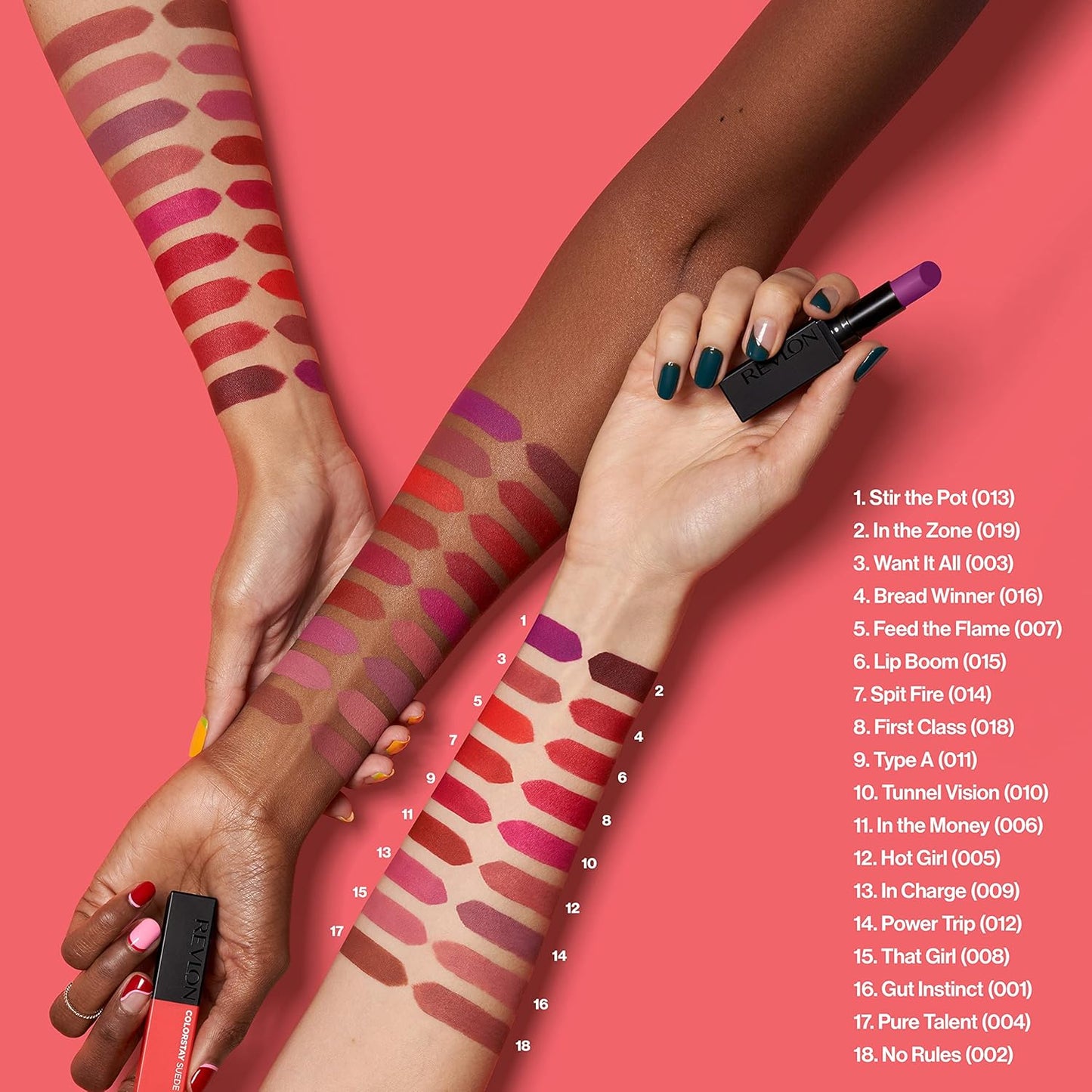 Revlon Lipstick, ColorStay Suede Ink, Built-in Primer, Infused with Vitamin E, Waterproof, Smudge-proof, Matte Color, 002 No Rules, 2.55 g