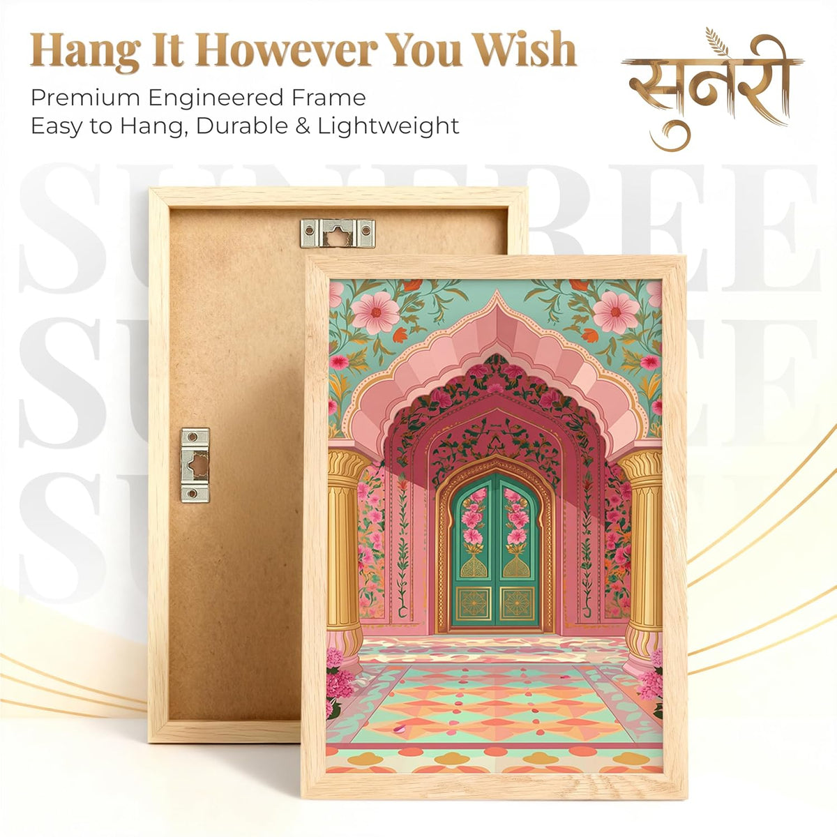Rajasthani Woman Balcony Lake View Wall Art Painting | Set of 2 Framed Paintings | Indian Aesthetic Decor for Living Room Bedroom Home Office | (ART 1, 13x19 INCHES)