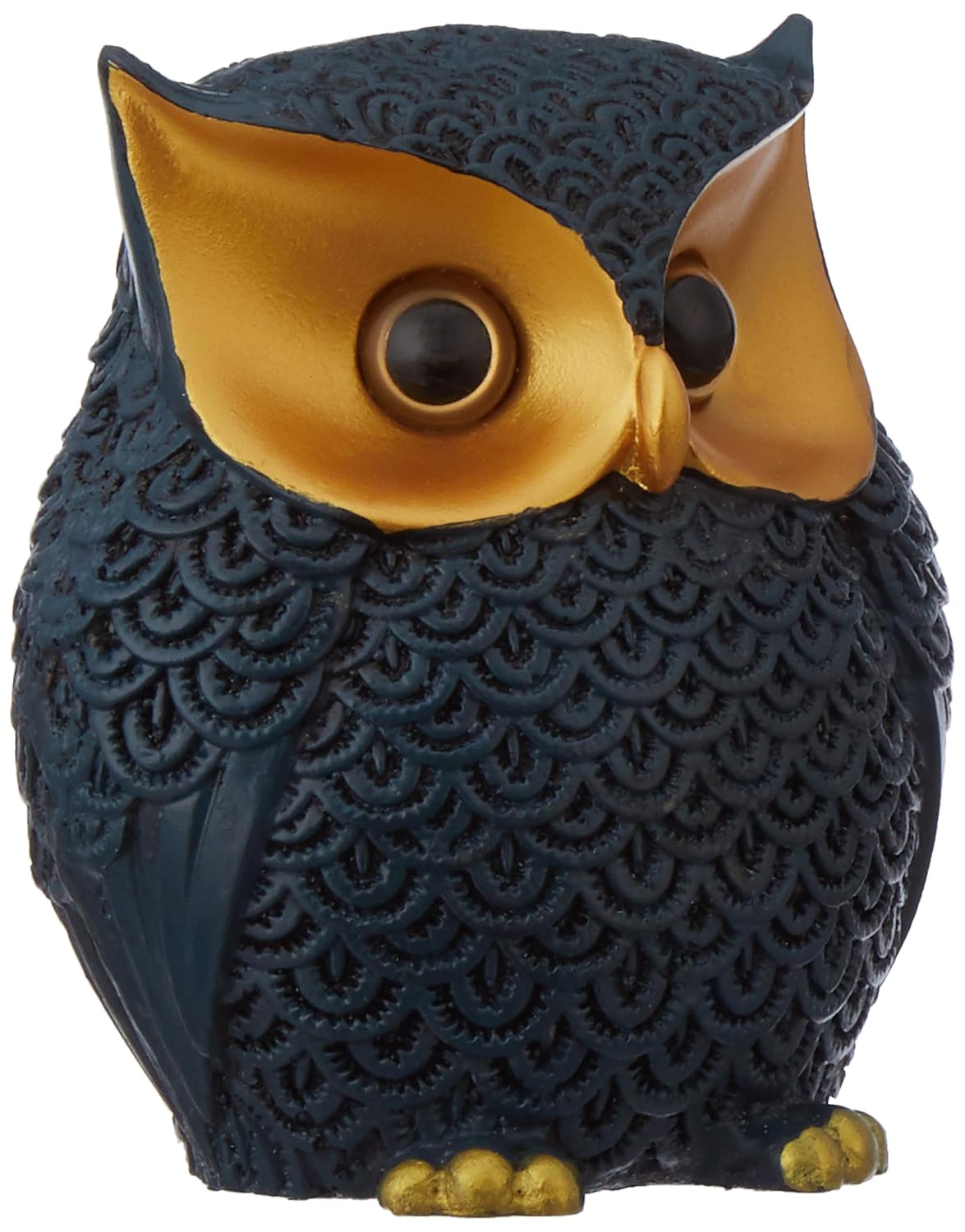Modern Classy Happy Owl Resin Art Figure Showpiece (Pack of 1, Blue and Gold)
